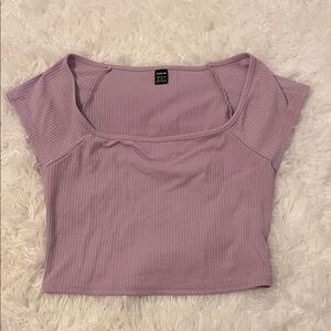 SHEIN Lavender Ribbed Crop Top